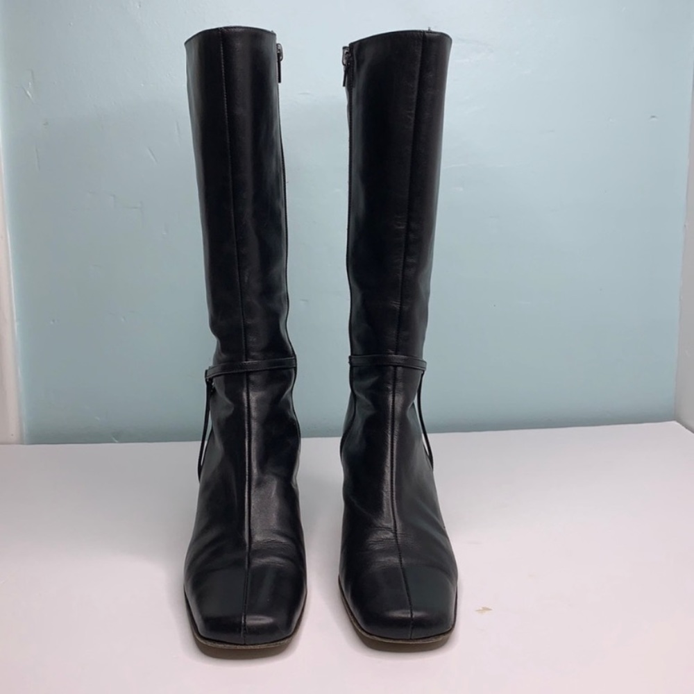 Vintage Leather Square Toe Knee High Boots